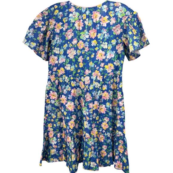Shoshanna 100% Cotton Tiered Mini Dress Blue Floral XS‎ Lightweight Garden - Picture 3 of 6